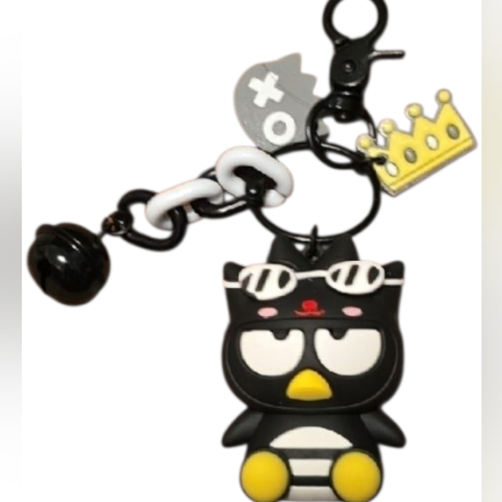 Hello Kitty BADTZ MARU Black and Yellow Character Keychain Or Bag Charm
